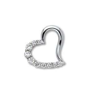 14K White Gold CZ Heart Pendant | Solid White Gold Love Charm By Tehrani Jewelry